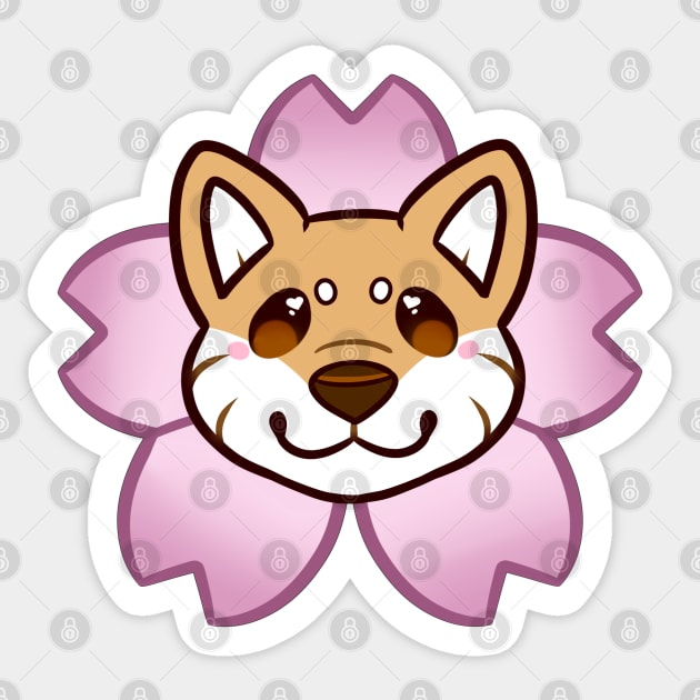 Sakura Shiba Inu - Orange Sticker by leashonlife